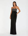 Mac Duggal Black Strapless Crepe Embellished Bustier Gown With Bow Black #2294