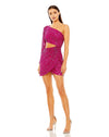 Mac Duggal #24016 One Sleeve Cut Out Mini Dress - Fuchsia