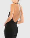 Halterneck beaded detail elegant gown - Black