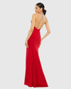 Halterneck beaded detail elegant gown - Red