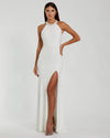 Mac Duggal Backless Halterneck cut out elegant gown - White #25572 