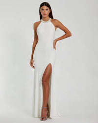 Mac Duggal Backless Halterneck cut out elegant gown - White #25572 