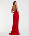 Plunge neck high slit gown - Red