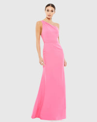 Mac Duggal Bridesmaids Dress One Shoulder Jersey Mermaid Gown - Candy Pink #26266