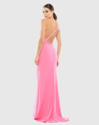 One Shoulder Jersey Mermaid Gown Bridesmaid - Rose Pink