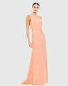 Mac Duggal Bridesmaids Dress One Shoulder Jersey Mermaid Gown - Peach #26266