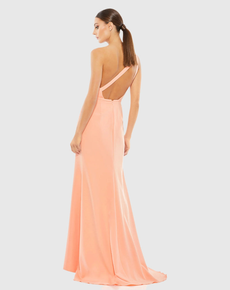 One Shoulder Jersey Mermaid Gown Bridesmaid - Rose Pink