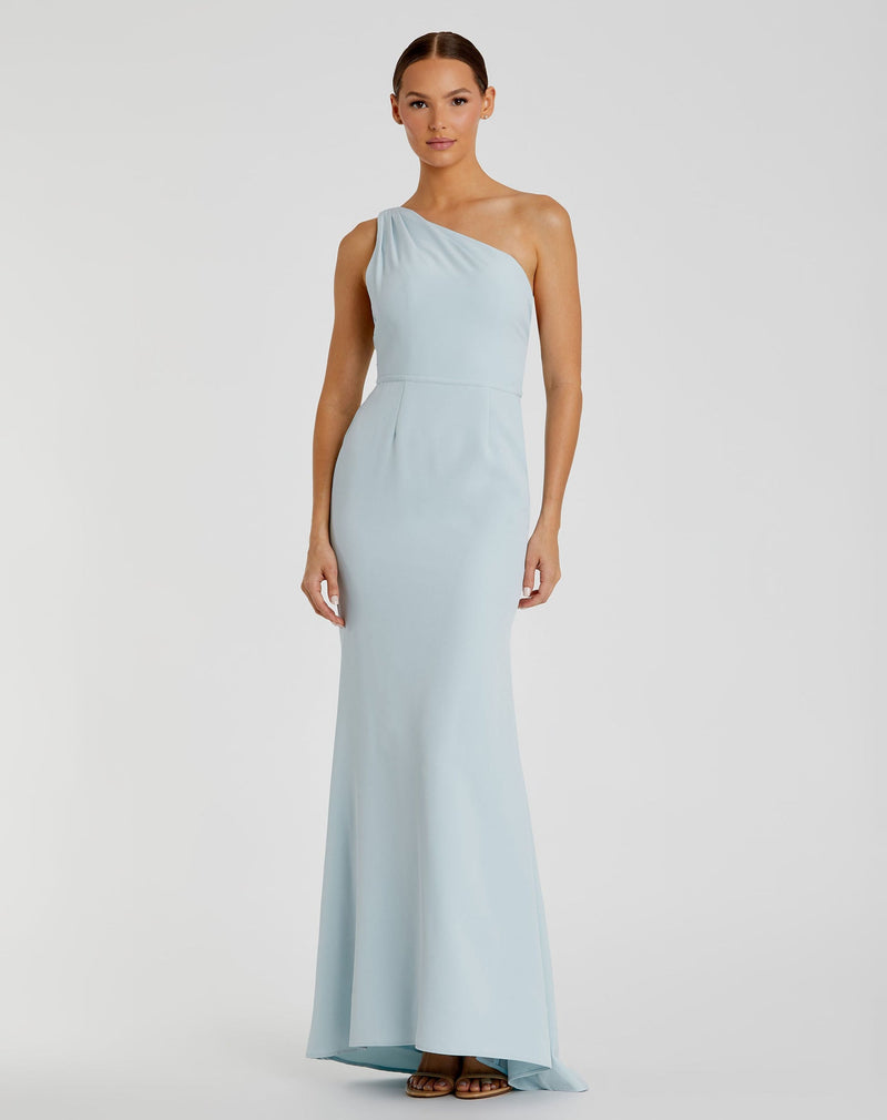 One Shoulder Jersey Mermaid Gown Bridesmaid - Peach