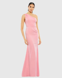 Mac Duggal Bridesmaids Dress One Shoulder Jersey Mermaid Gown - Candy Pink #26266