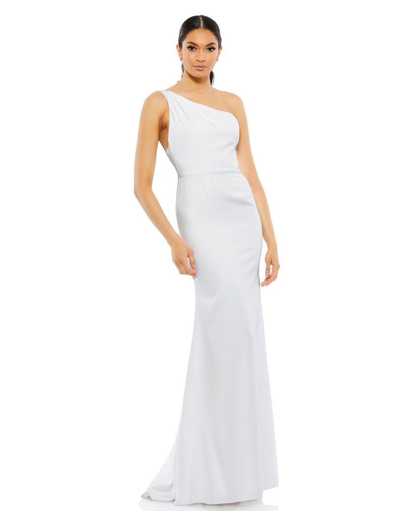 Mac Duggal One Shoulder Jersey Mermaid Gown - White #26266