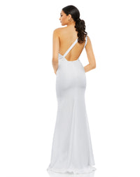 One Shoulder Jersey Mermaid Gown Bridesmaid - Peach