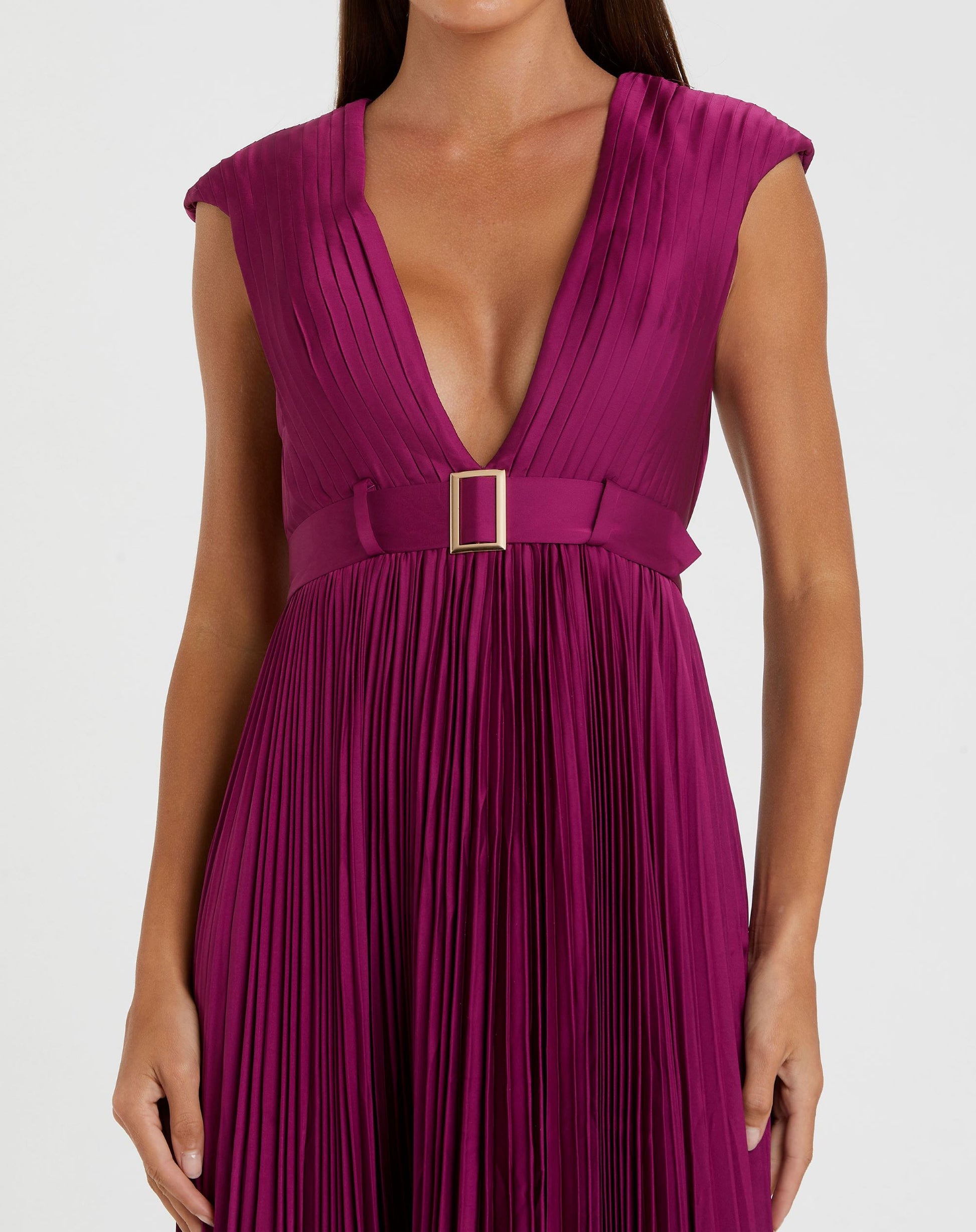 Pleated plunge dress best sale