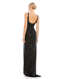 Full sequin scoop back gown - Black