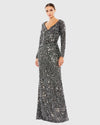 Long Sleeve Sequin Gown - Midnight