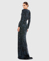 Long Sleeve Sequin Gown - Midnight