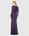 Sequin Long Sleeve Gown - Purple