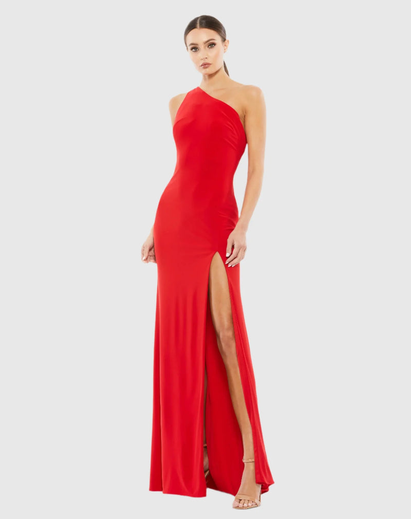 Mac Duggal, Draped back stretch-jersey gown, Red #26512