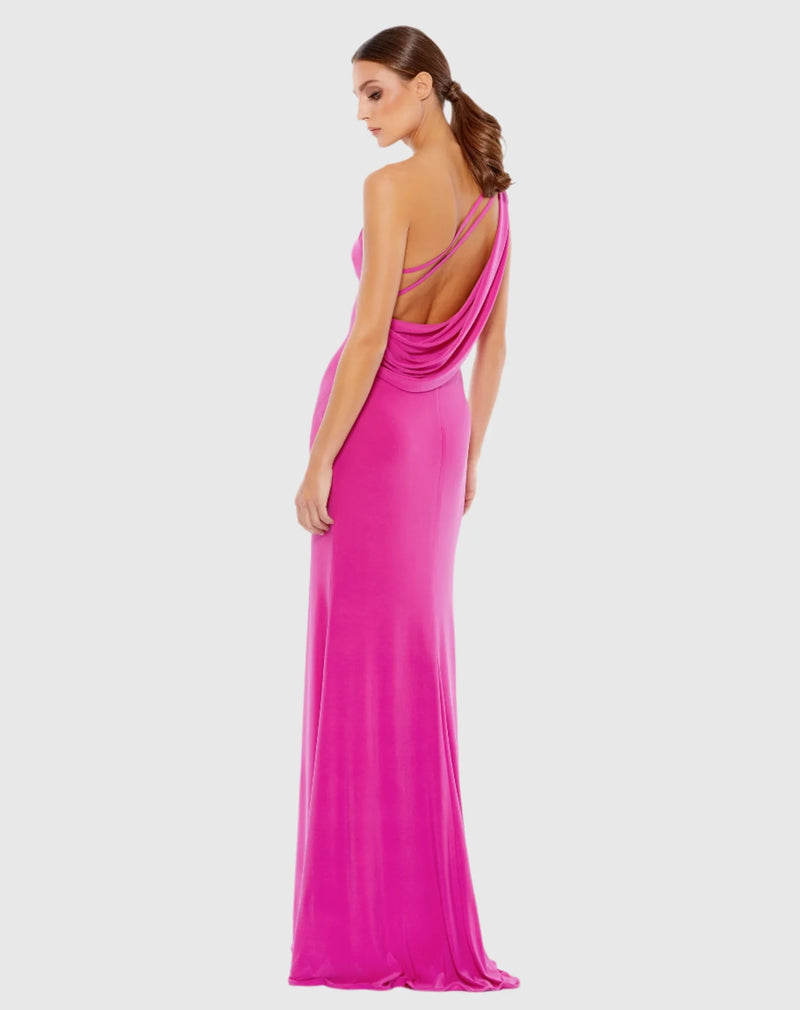 Draped back stretch-jersey gown - Candy Pink