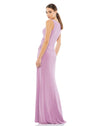 mac duggal dress, wedding guest dress, prom dress, bridesmaids dress, Style 26513, RUCHED STRETCH JERSEY V-NECK GOWN, lilac side