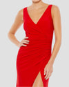 Ruched Jersey Bridesmaids Dress - Red