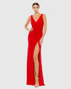 Mac Duggal, V-neck wrap evening gown - Red #12336