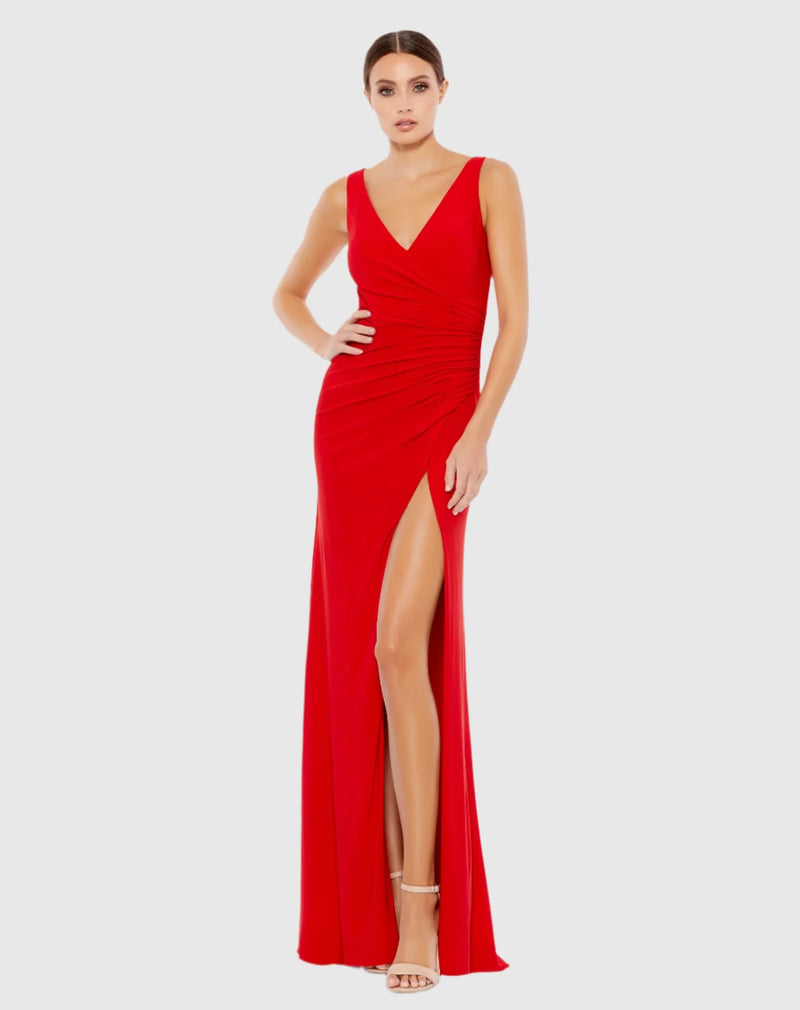 Mac Duggal, Strapless Ruched Hi Low Dress - Red #26513