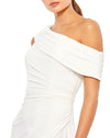 Foldover ruched jersey evening gown - White - Sale