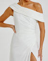 Foldover ruched jersey evening gown - White - Sale