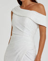 One shoulder ruched sequin gown - Nude