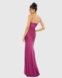 V-neck Sleeveless Charmeuse Gown - Mulberry