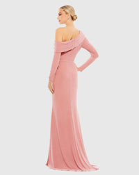 Drop Shoulder Long Sleeve Column Gown - Pink