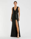 Mac Duggal, Sequin Plunge Long evening gown - Black #26598