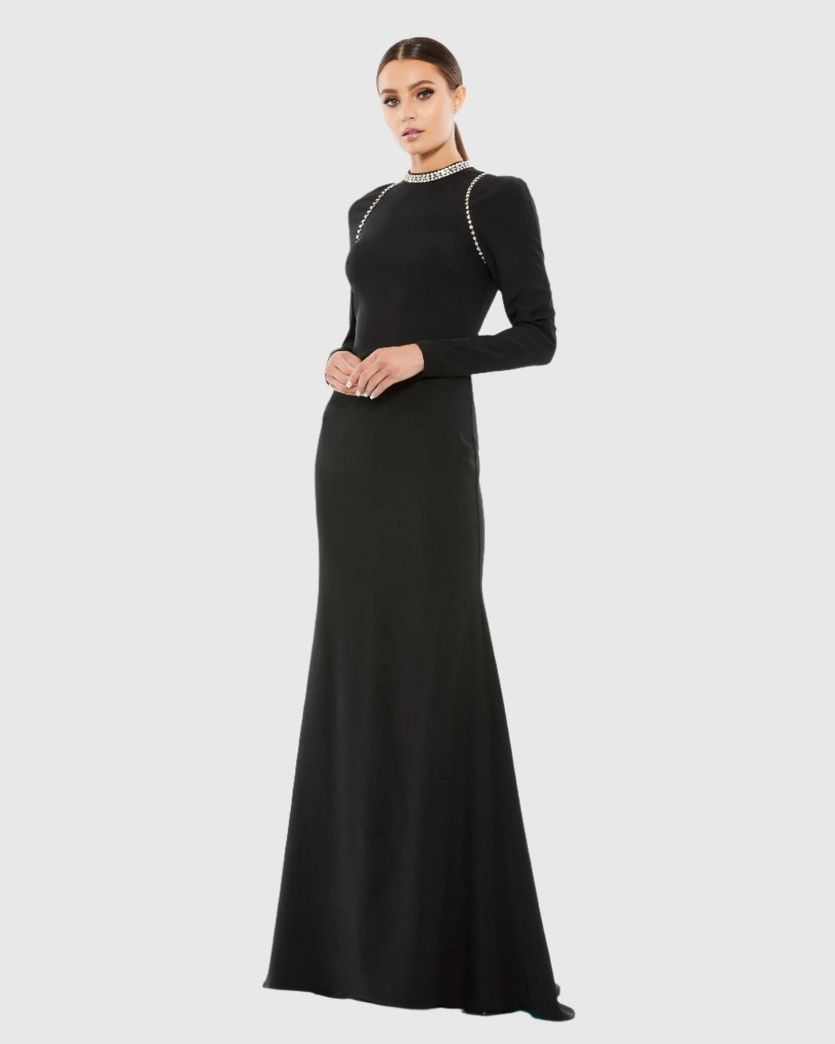 Mac Duggal, Long sleeve high neck gown, Black #26612