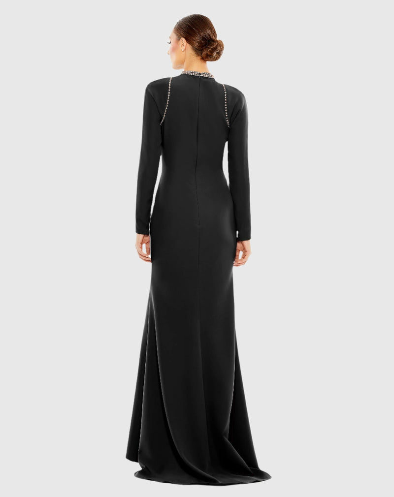 Long sleeve high neck gown - Black