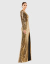 Metallic Long Sleeve Gown - Gold