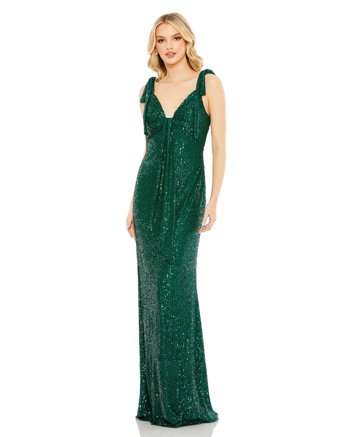 Mac Duggal #26693 Sequin Low Back Gown - Emerald 
