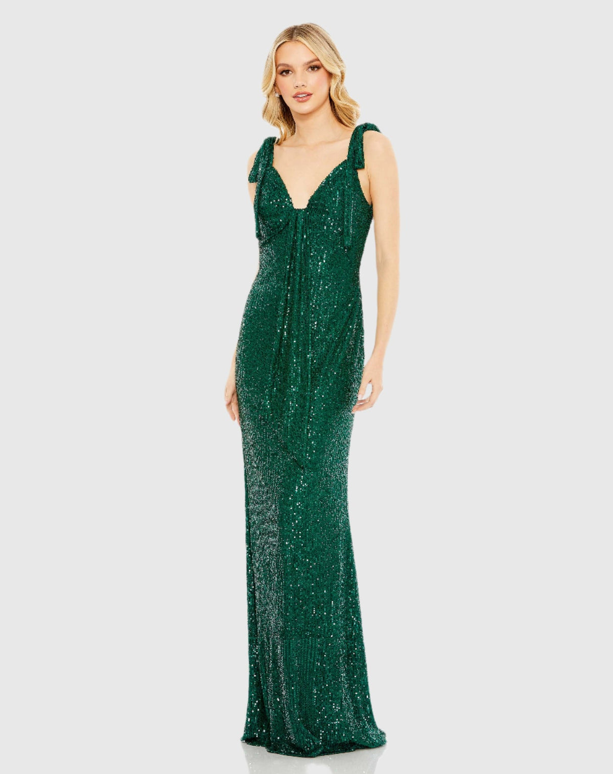 Mac Duggal #26693 Sequin Low Back Gown - Emerald