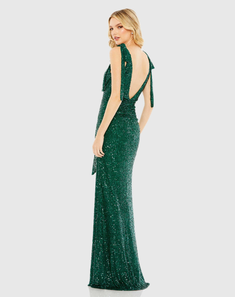 Sequin Low Back Gown - Black