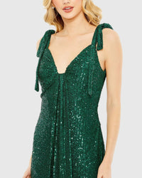 Sequin Low Back Gown - Black