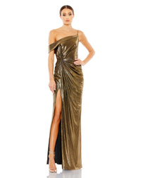 Mac Duggal #26728 Metallic Off The Shoulder Gown - Gold