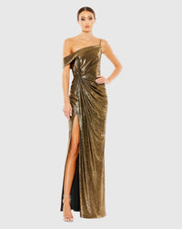 Mac Duggal #26728 Metallic Off The Shoulder Gown - Gold 