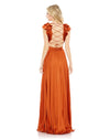 Pleated Ruffled Cut Out Gown - Sunset