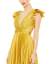 Pleated Ruffled Cut Out Gown - Sunset