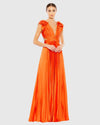 Pleated Ruffled Cut Out Gown - Sunset