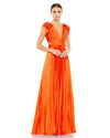 Pleated Ruffled Cut Out Gown - Sunset