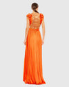 Pleated Ruffled Cut Out Gown - Sunset