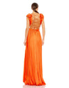 Pleated Ruffled Cut Out Gown - Sunset