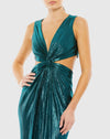 Metallic cut out gown - Teal