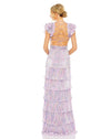 Ruffle tiered criss cross lace up gown - Purple