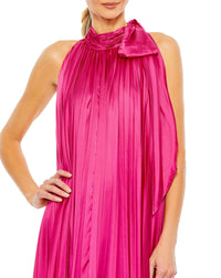 Pleated trapeze halter gown - Pink